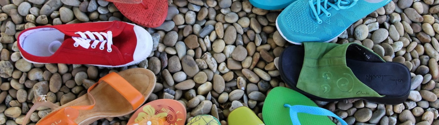shoes in a circle. rainbow colors